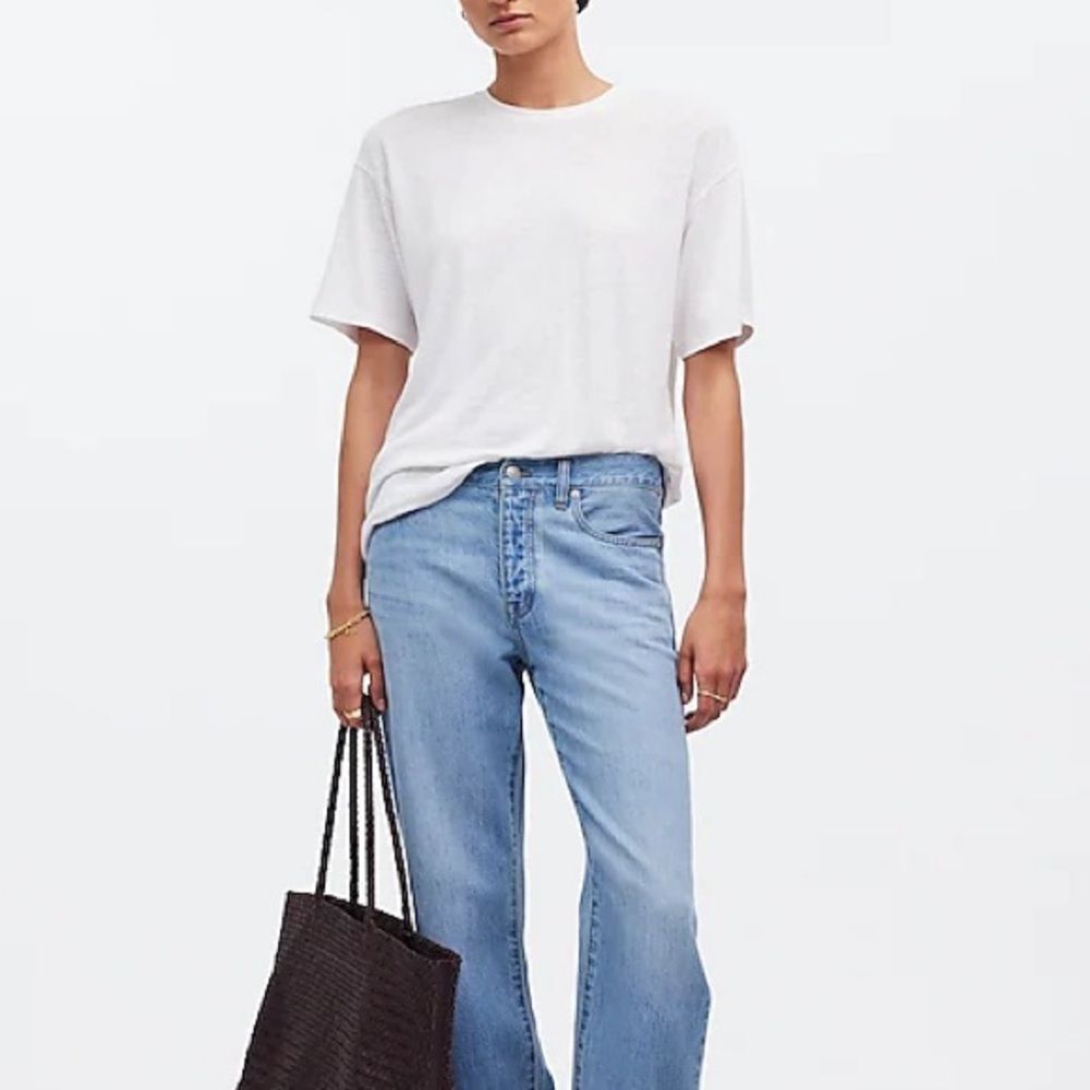 77- nwot madewell nr357 Linen-Blend Crewneck Oversized Tee sz l - Picture 2 of 7